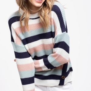 Set Sail Striped Navy Pink Sweater